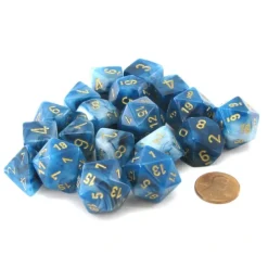 Bag of 20 Phantom Polyhedral Dice - Teal with Gold Numbers - Your Source for Gaming Essentials