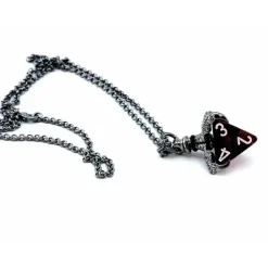 Dice Pendant Necklace with Gunmetal Gray Finish - Holds a D4 - Your Source for Gaming Essentials