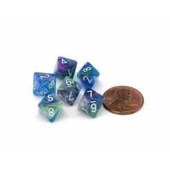 Festive 9mm Mini 8 Sided D8 Dice, 6 Pieces - Waterlily with White Numbers - Your Source for Gaming Essentials