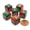 Gemini 15mm 6-Sided D6 Numbered Chessex Dice, 6 Pieces - Green-Red with White - Your Source for Gaming Essentials