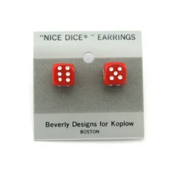 10mm Post Stud Dice Earrings - Opaque Red with White Pips - Your Source for Gaming Essentials
