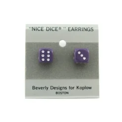 10mm Post Stud Dice Earrings - Opaque Purple with White Pips - Your Source for Gaming Essentials