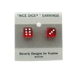 10mm Post Stud Dice Earrings - Transparent Red with White Pips - Your Source for Gaming Essentials