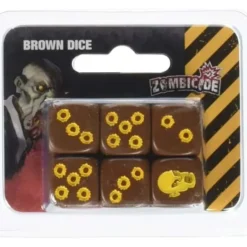 Zombicide: 6 Pack of Brown Dice with Yellow Pips - Your Source for Gaming Essentials